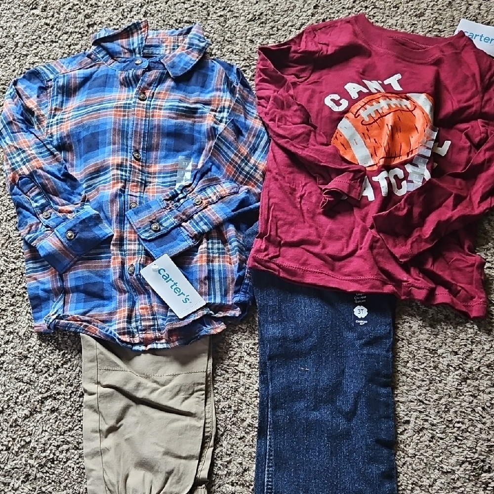Carter's Orange and Blue Plaid Button-Down Shirt